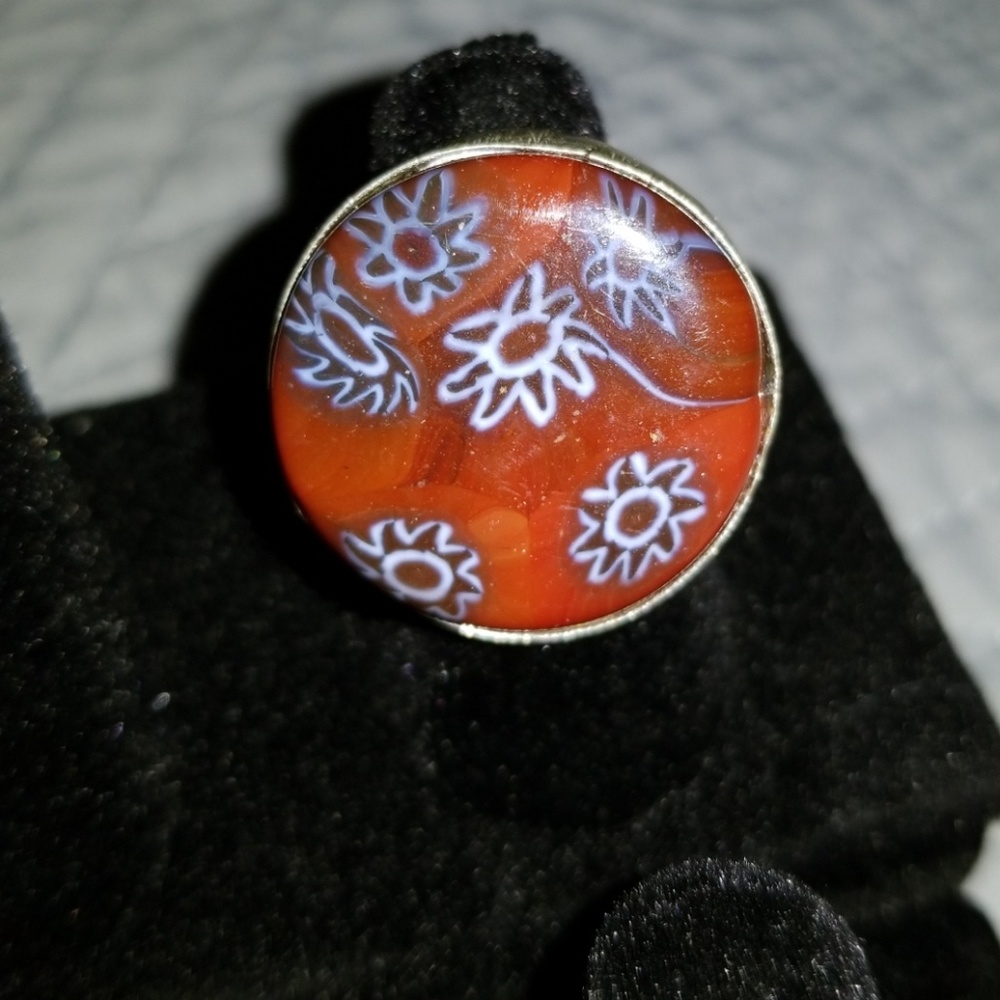 Dichroic Glass Sterling Silver Ring Size 7.5